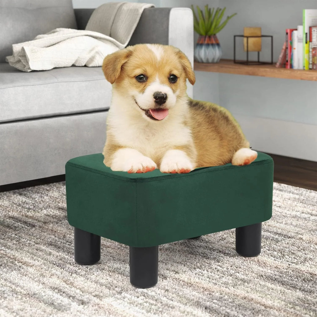 Small Green Fabric Ottoman Footstool V365