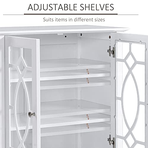 White Glass Door Sideboard Buffet Cabinet with Adjustable Shelves J631