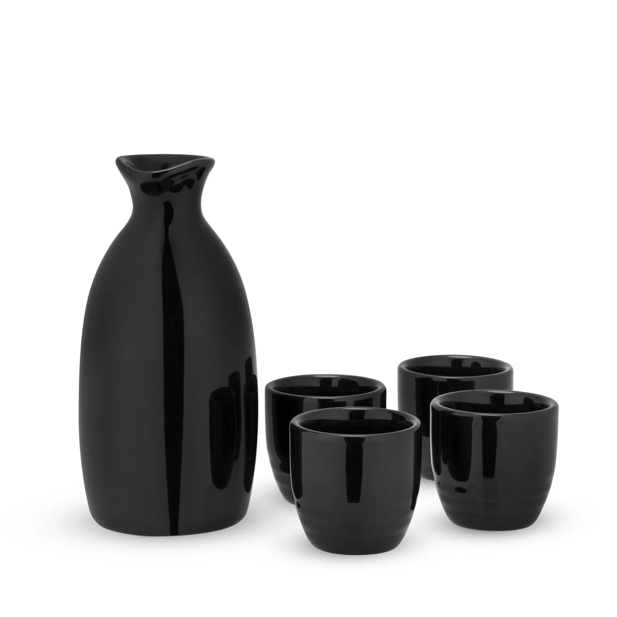 Black Stoneware Sake Set J855