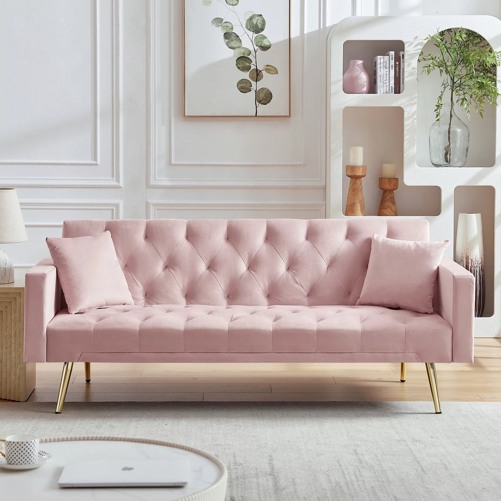 Pink Convertible Folding Futon Sofa Bed G507