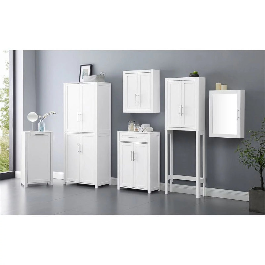 White Wood Wall Cabinet with Doors and Shelves U4103