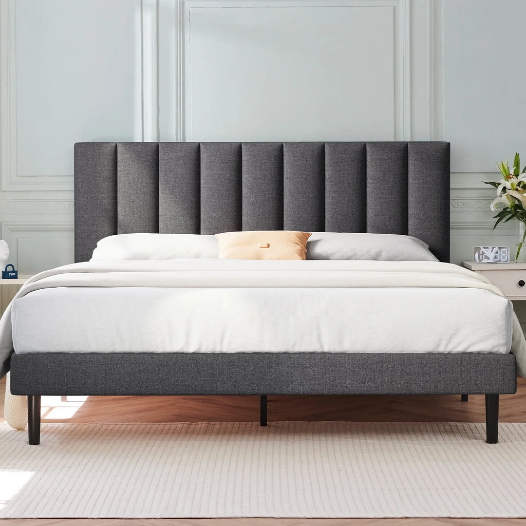 Queen Upholstered Platform Bed Frame with Headboard L957