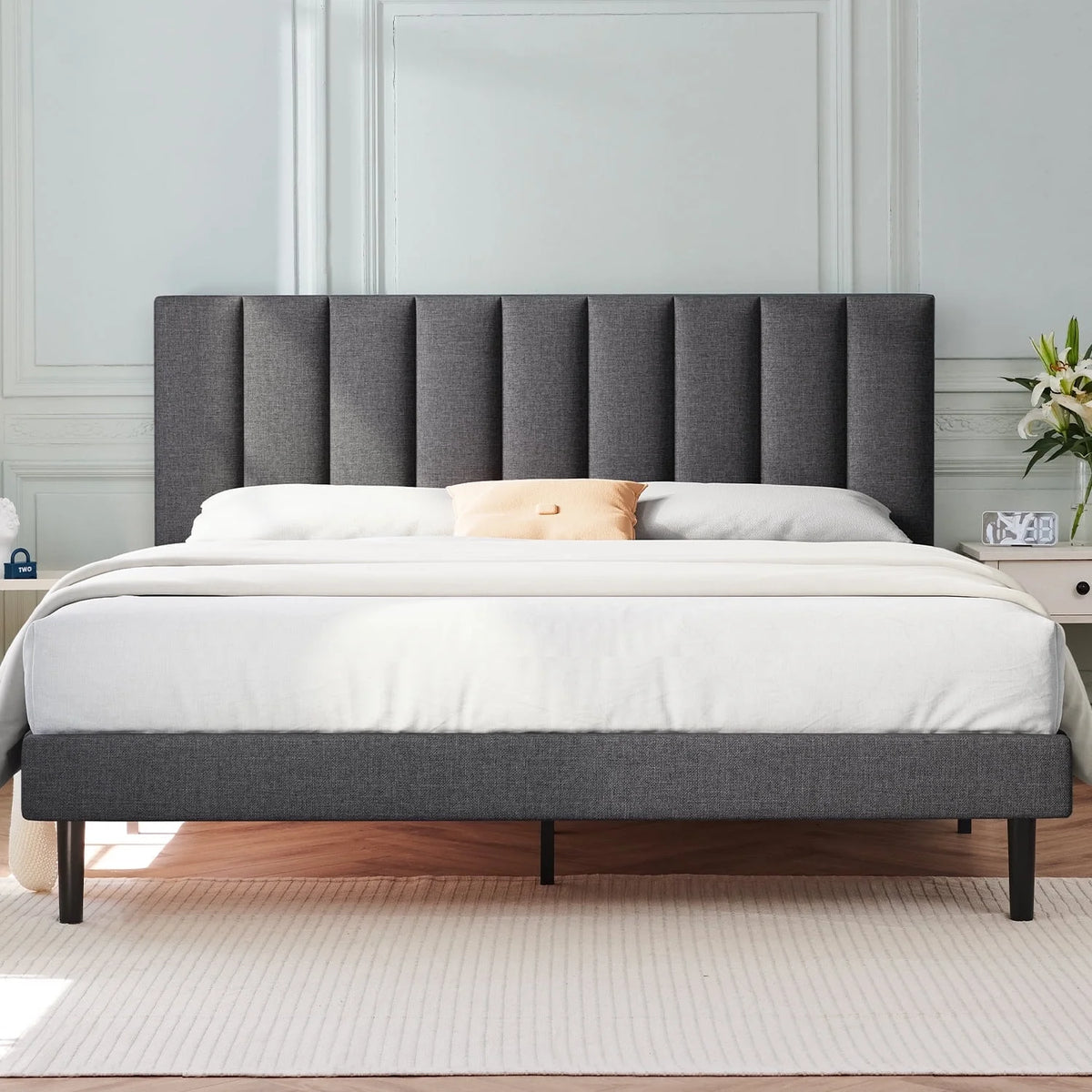 Queen Upholstered Platform Bed Frame with Headboard L957