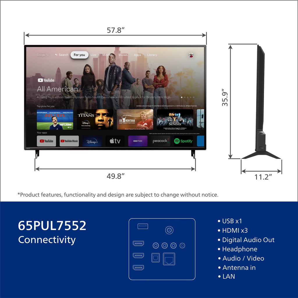 65 Class 4K Ultra HD Google Smart LED Television R485677