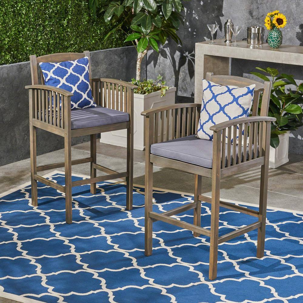 Gray Acacia Outdoor Barstools Set of 2 B91872