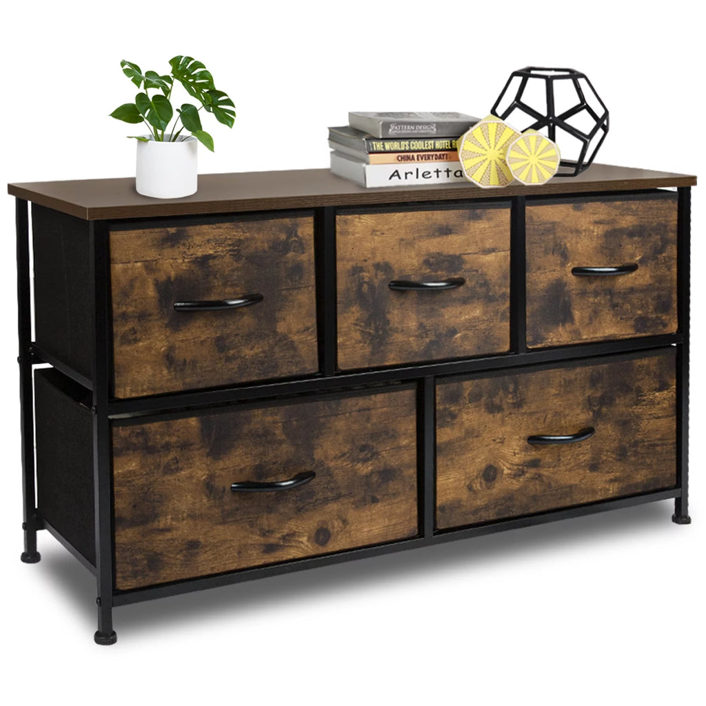 5 Drawer Fabric Dresser Storage Tower Cabinet O23017