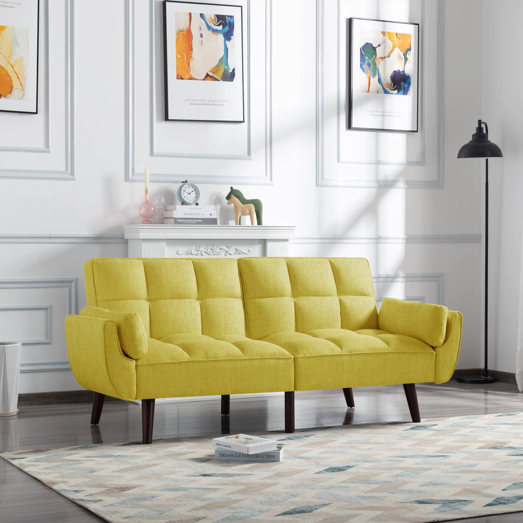 74.4 inch Foam Futon Sofa Bed with 2 Pillows Q719779