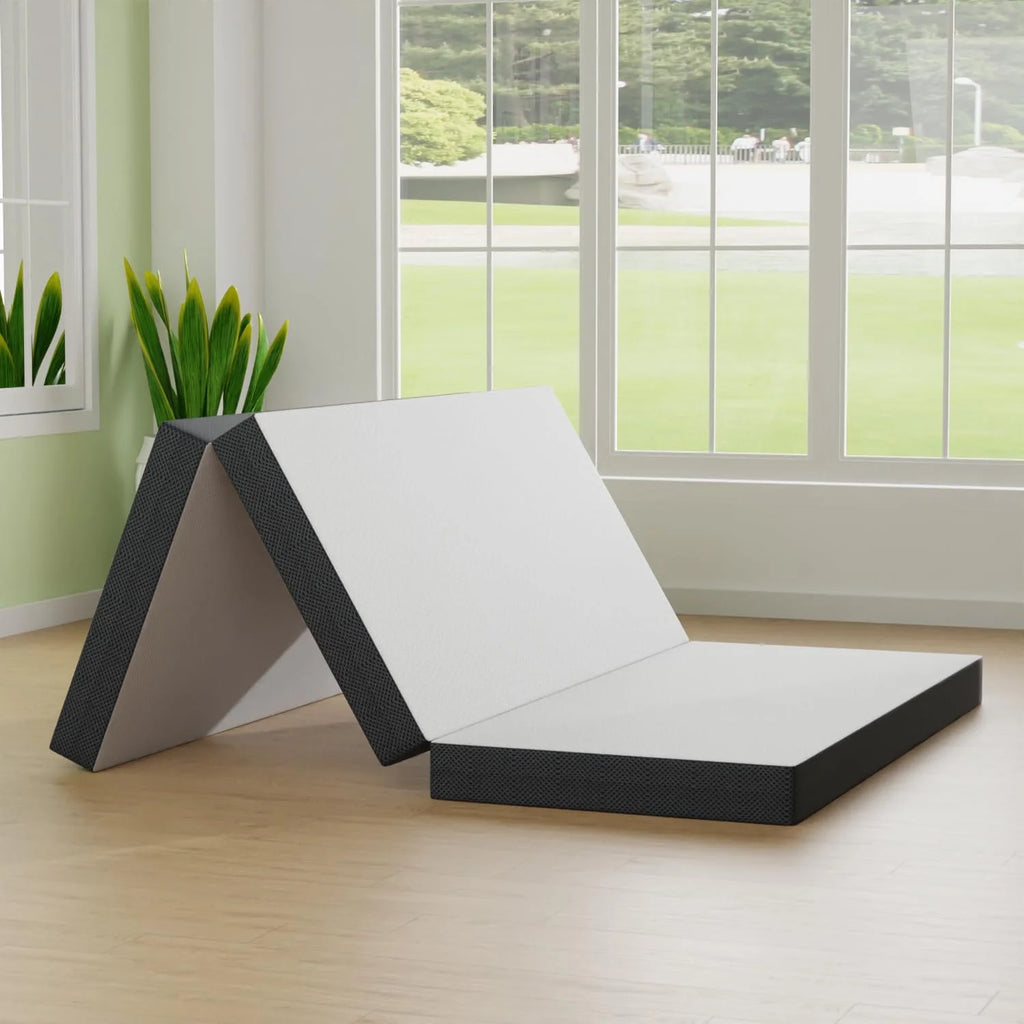 4" Trifold Memory Foam Queen Size Mattress with Washable Cover K8008