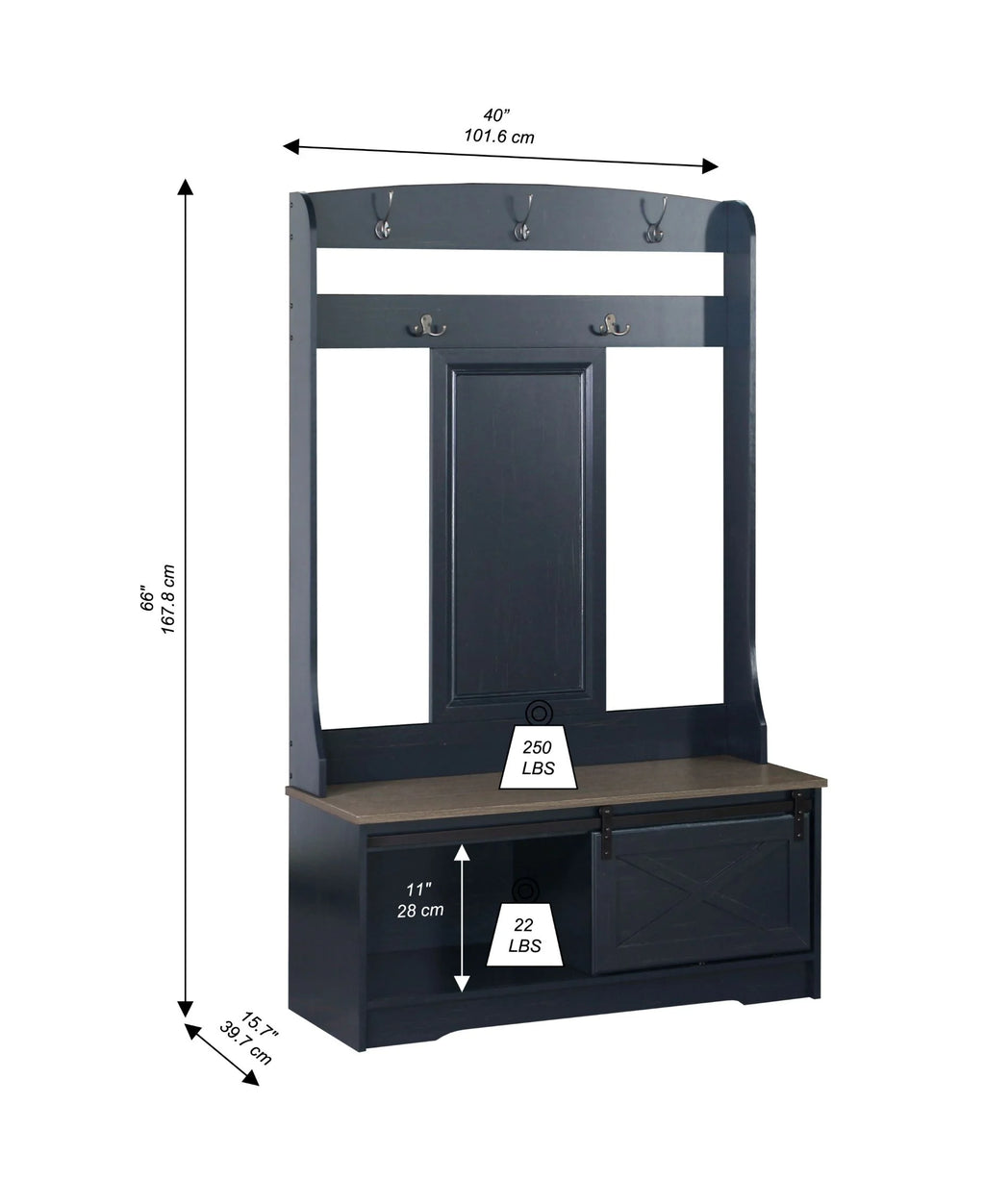 Black Hall Tree & Shoe Bench Q86125