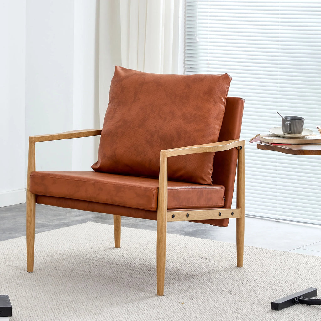 PU Leather Accent Arm Chair with Metal Frame E38444