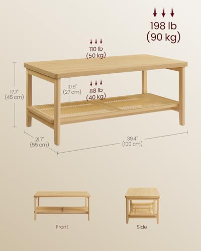 2-Tier Coffee Table with PVC Rattan Storage Shelf S2076