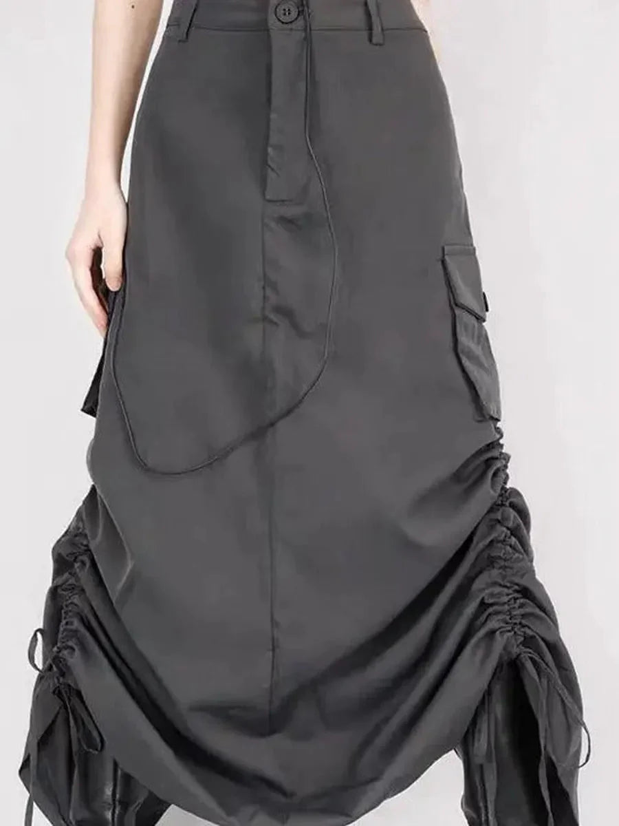 Grunge Ruffled Split Midi Dress P588688