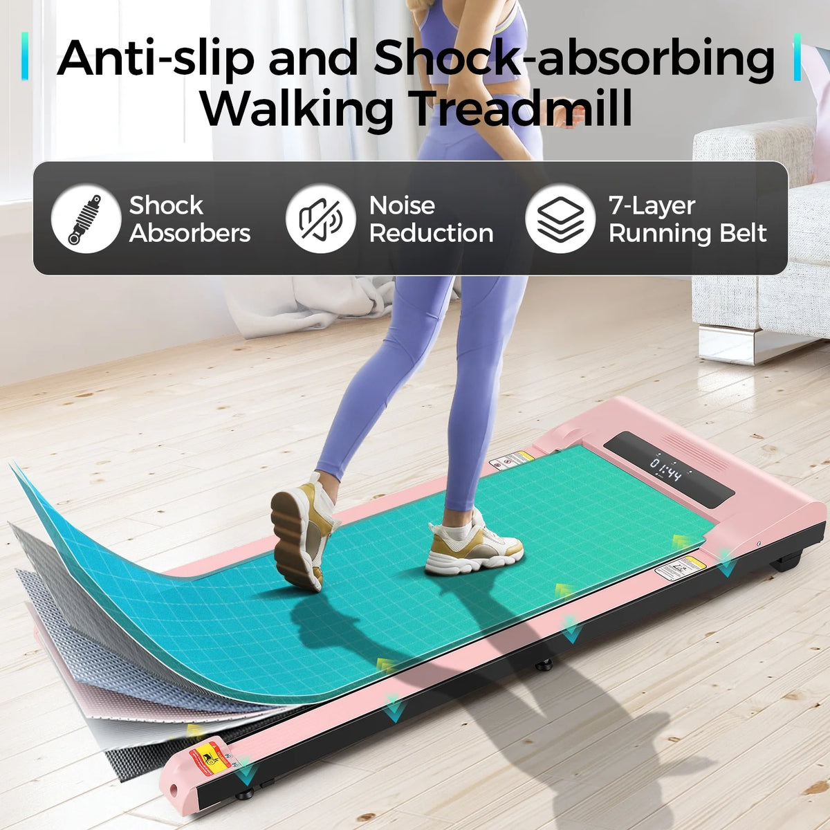 Pink Walking Pad Under Desk Treadmill Y142