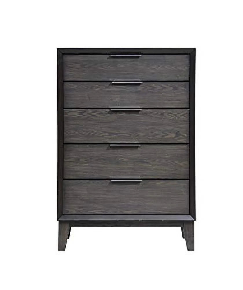 King Size Gray Bedroom Set with Bed Dresser Mirror Chest and 2 Nightstands O510