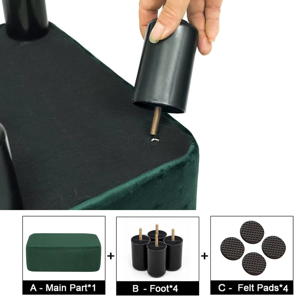 Small Green Fabric Ottoman Footstool V365