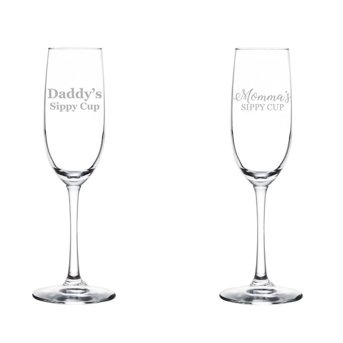 Set of 2 Glass Champagne Flutes 8 oz Stemmed Q74375