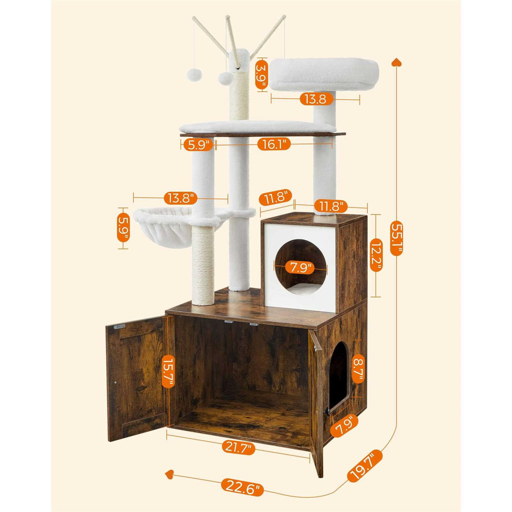 Cat Tree with Litter Box Enclosure 2-in-1 F374