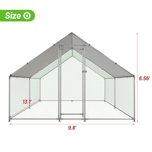 Large Metal Walk-in Chicken Coop with Anti-UV Cover W933