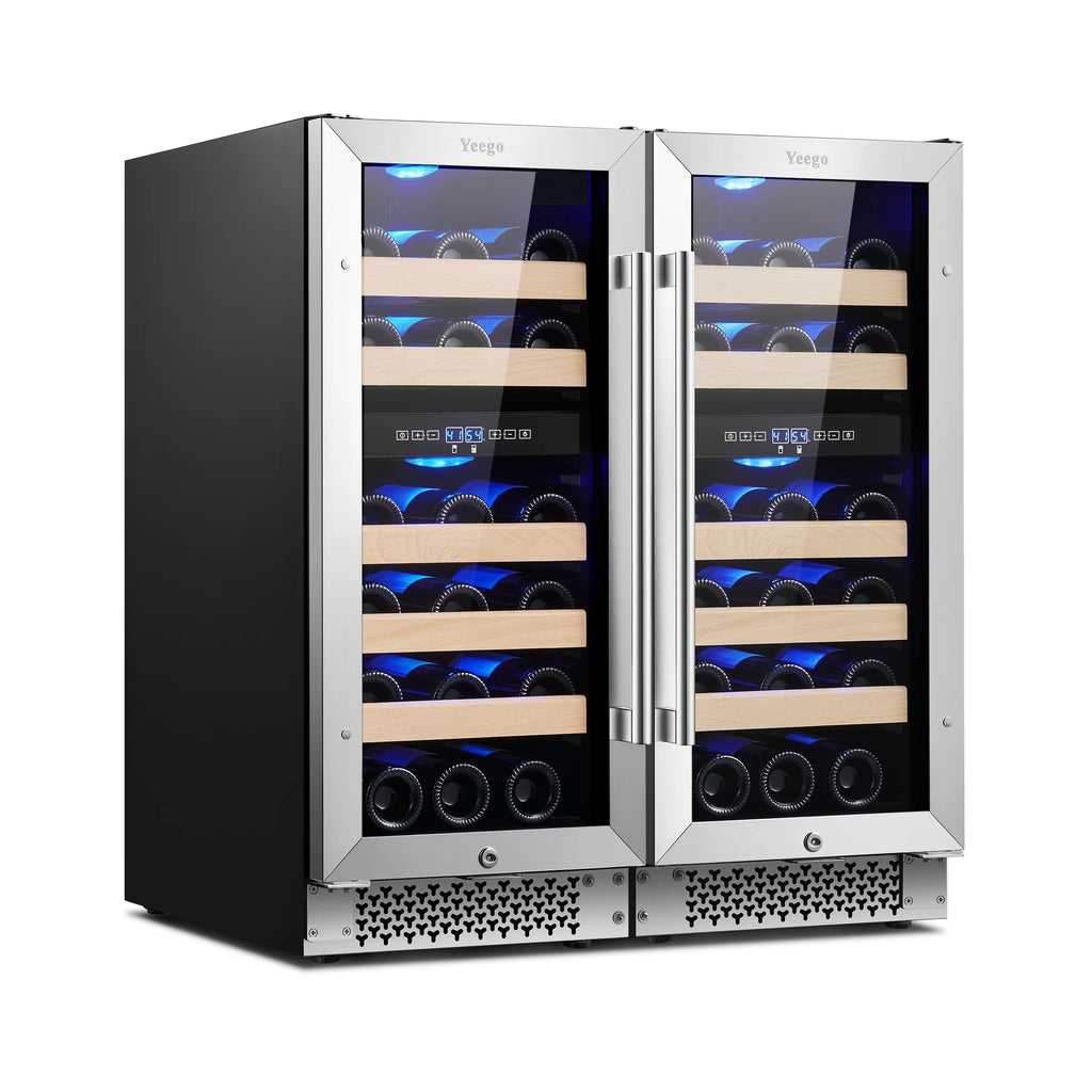 30 Wine and Beverage Refrigerator, Two 15 Coolers, 33 Bottles and 80 Cans Q903