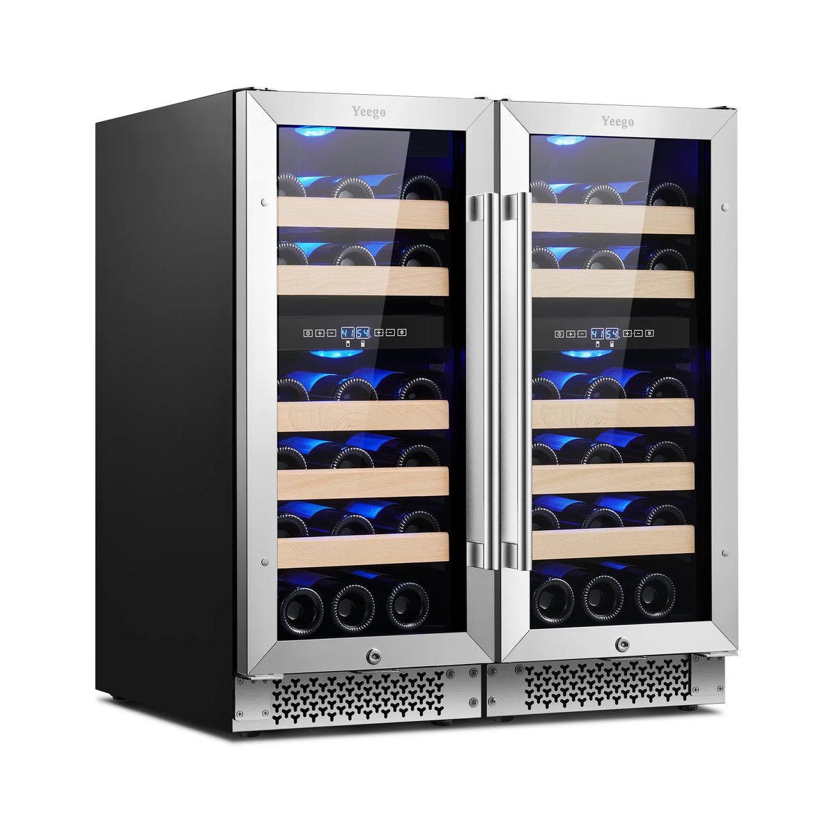 30 Wine and Beverage Refrigerator, Two 15 Coolers, 33 Bottles and 80 Cans Q903