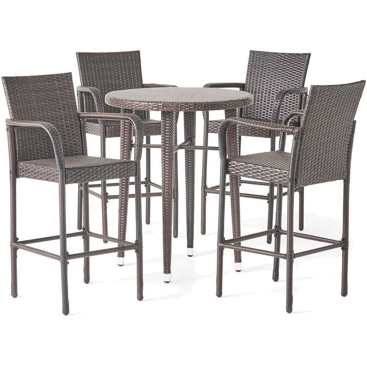 5 Pc Multi Brown Wicker Round Bar Table Set K149322