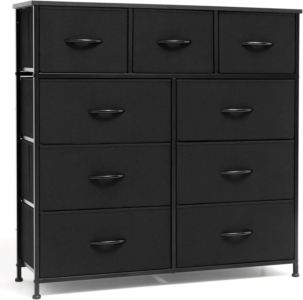 Black 9 Drawer Fabric Storage Dresser Q316