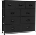 Black 9 Drawer Fabric Storage Dresser Q316