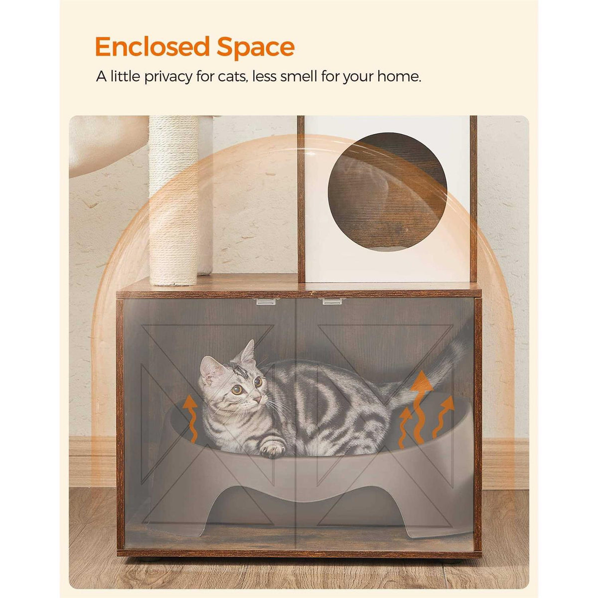 Cat Tree with Litter Box Enclosure 2-in-1 F374