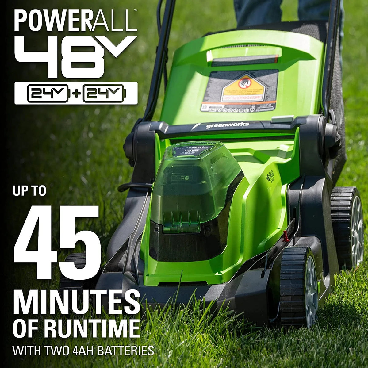 48V 17 Battery-Powered Push Lawn Mower with 2 x 24V 4Ah Batteries G781672