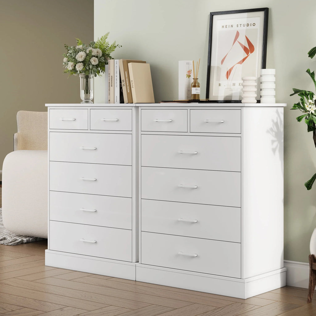White 6 Drawer Wood Dresser O29591