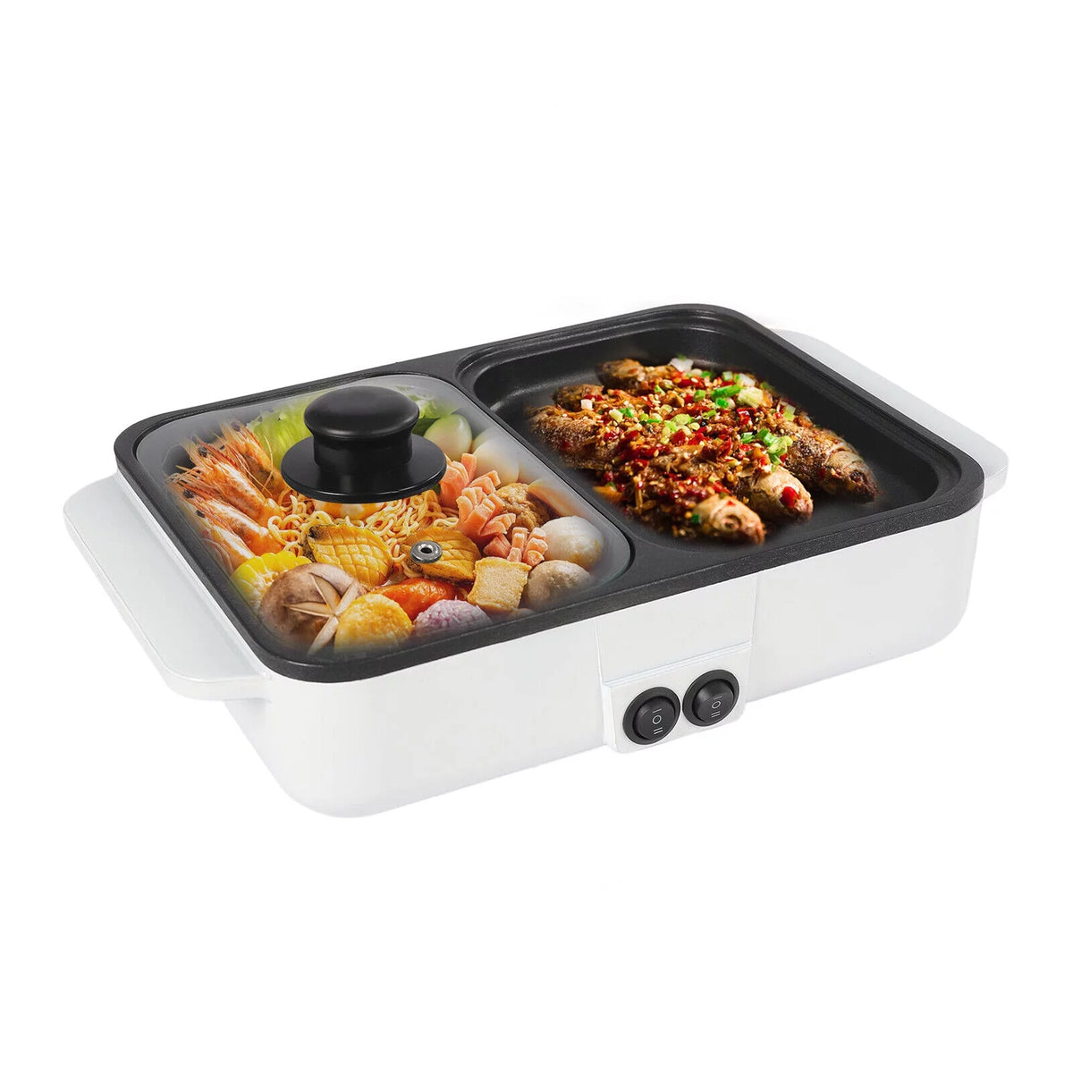 2 in 1 Non-Stick Electric Hot Pot and BBQ Grill X959034