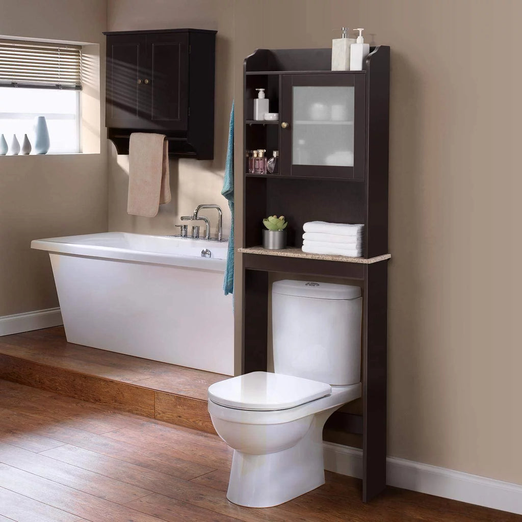 Space-Saving Over The Toilet Cabinet with Glass Door K54957