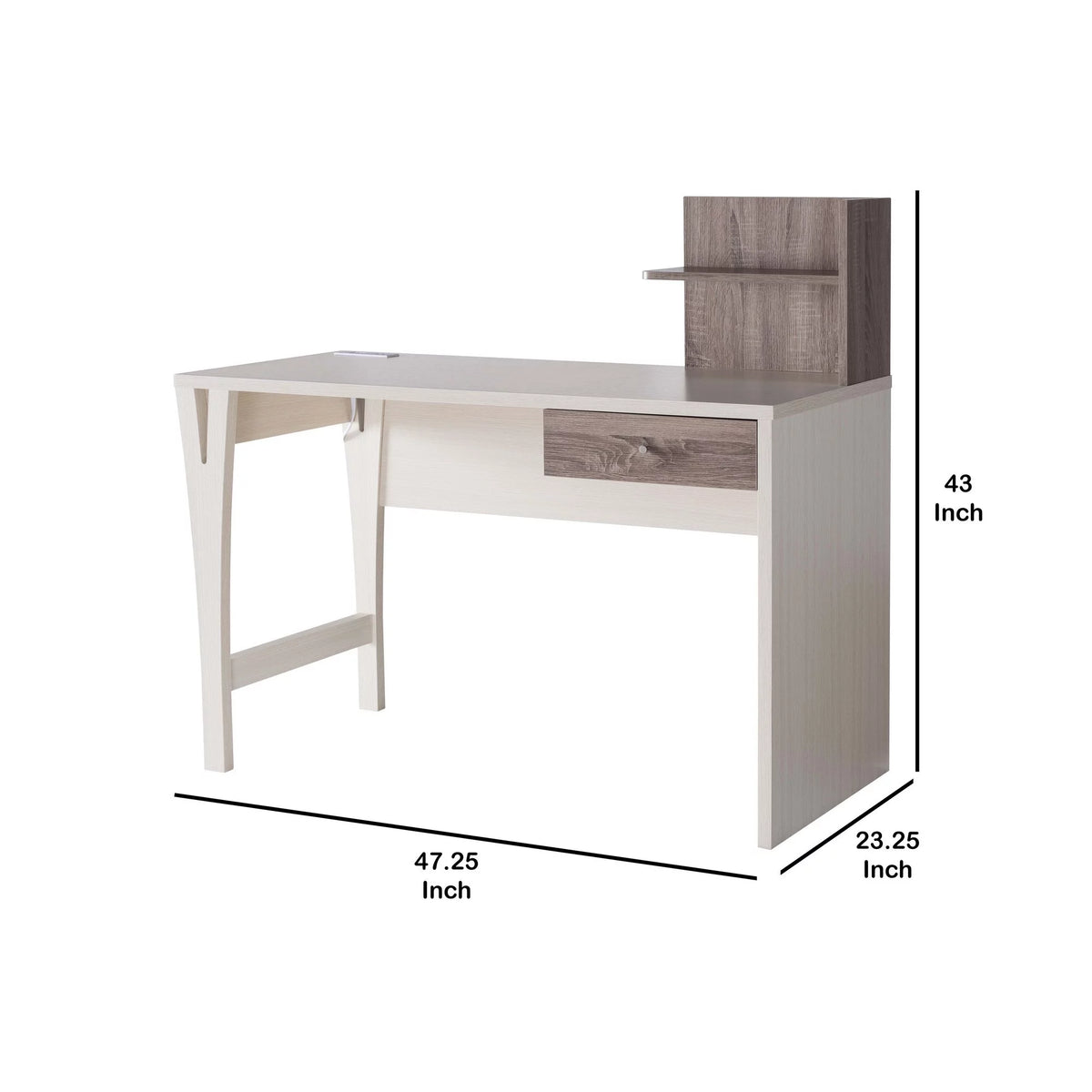 Wooden Desk with 1 Drawer and Side Shelf T783