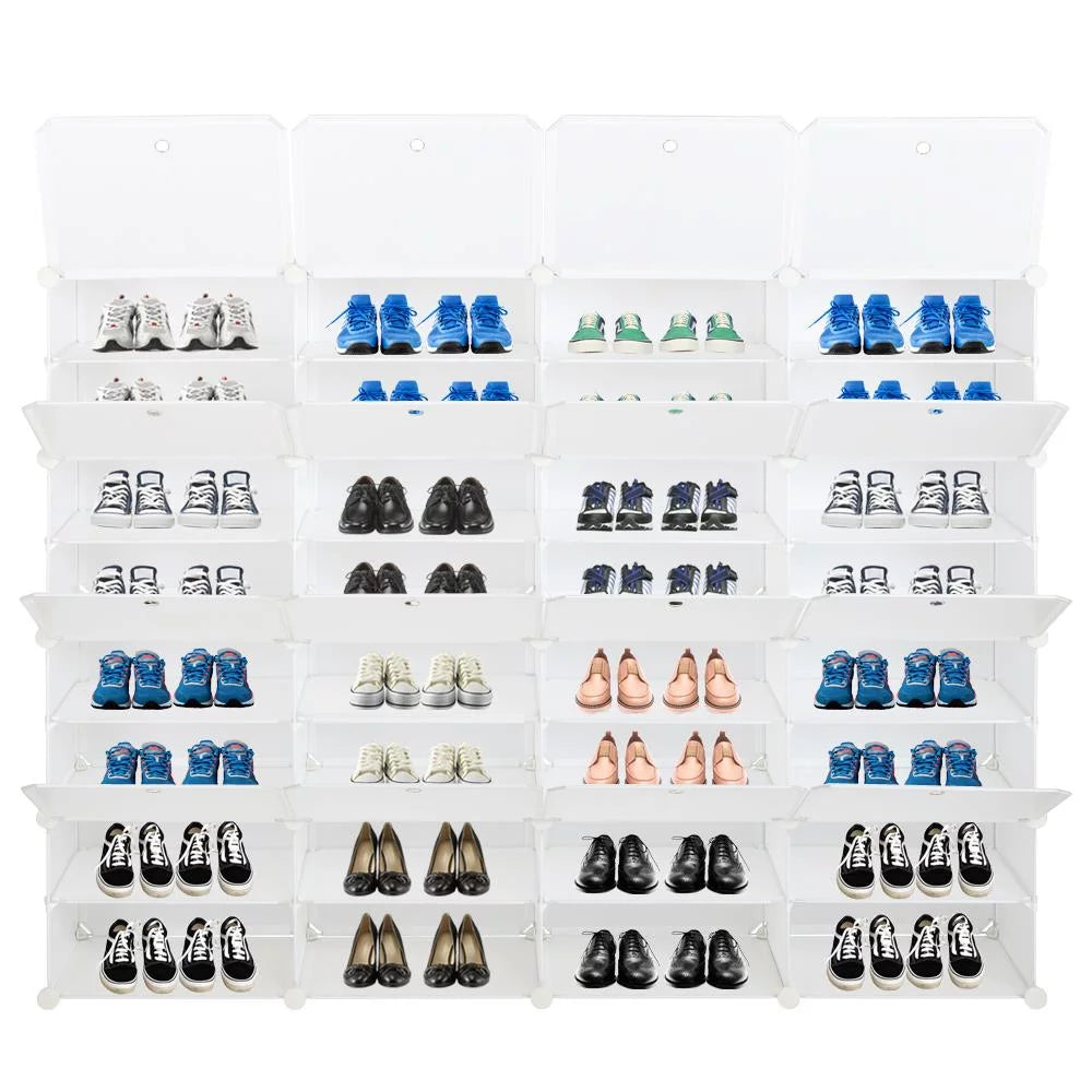 32-Cube 64-Pair 8-Tier White Shoe Storage Cabinet J882719