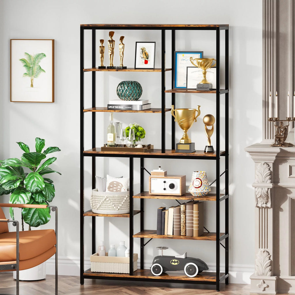 79 Inches 8-Tier Wood Bookshelf I120178