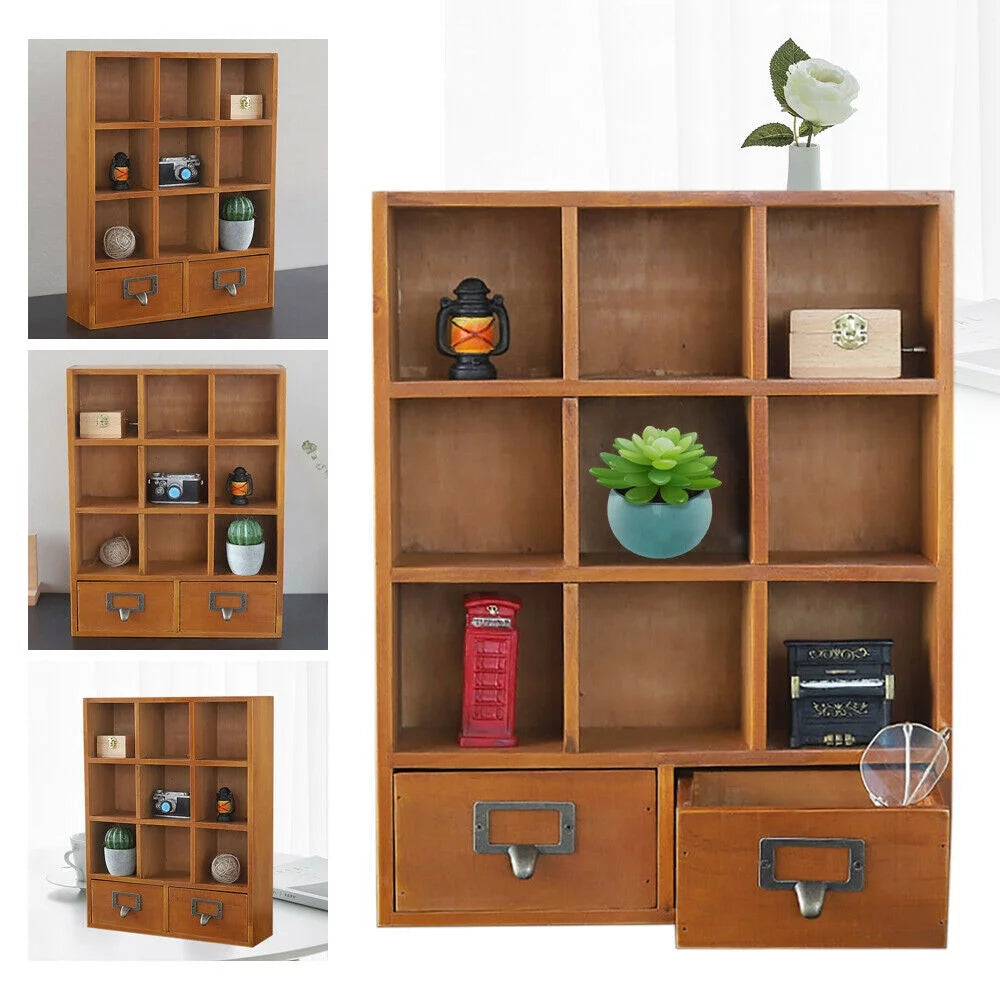 2 Drawer Wooden Storage Shelf Y664