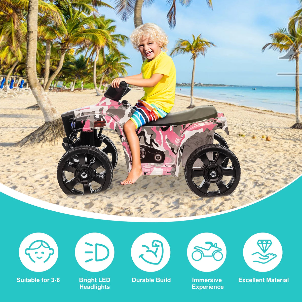 6V 4 Wheeler Electric Quad Car Ride on Toy P866225