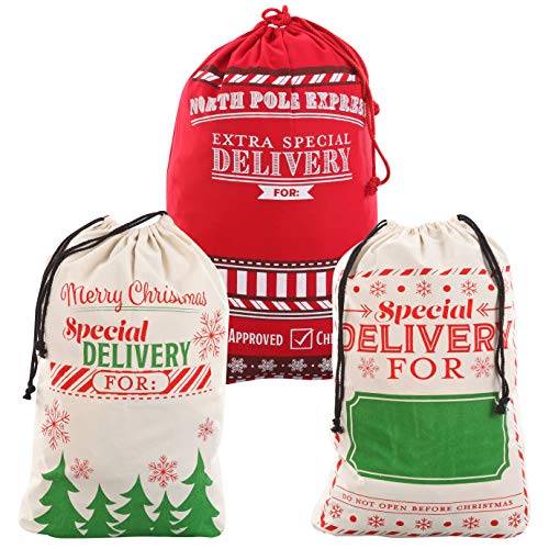3 PCS Christmas Drawstring Burlap Sack F140842