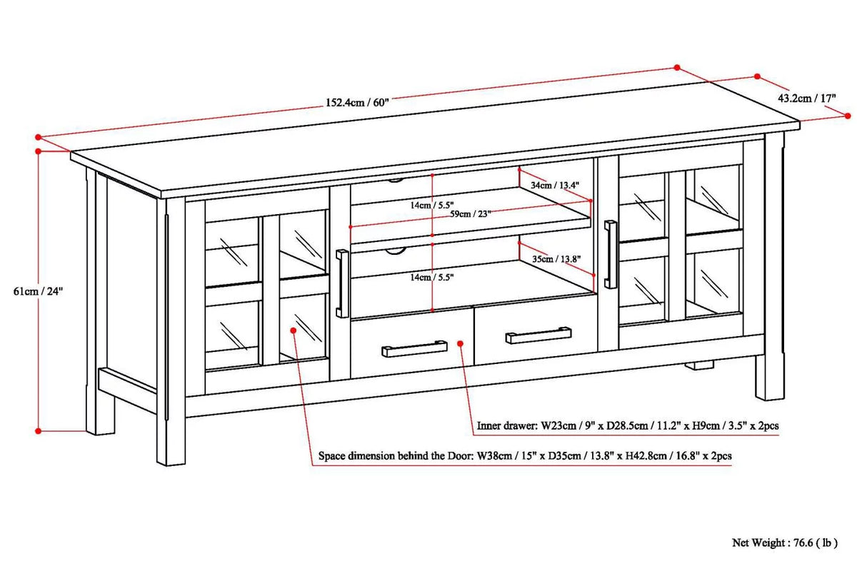 White Solid Wood 60 inch TV Media Stand X2277