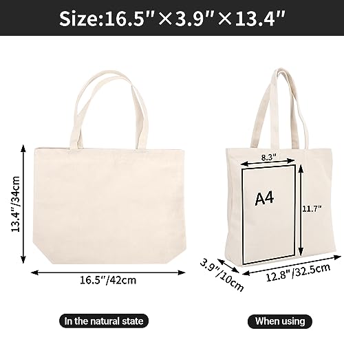 6 Packs Canvas Tote Bag with Zipper X903