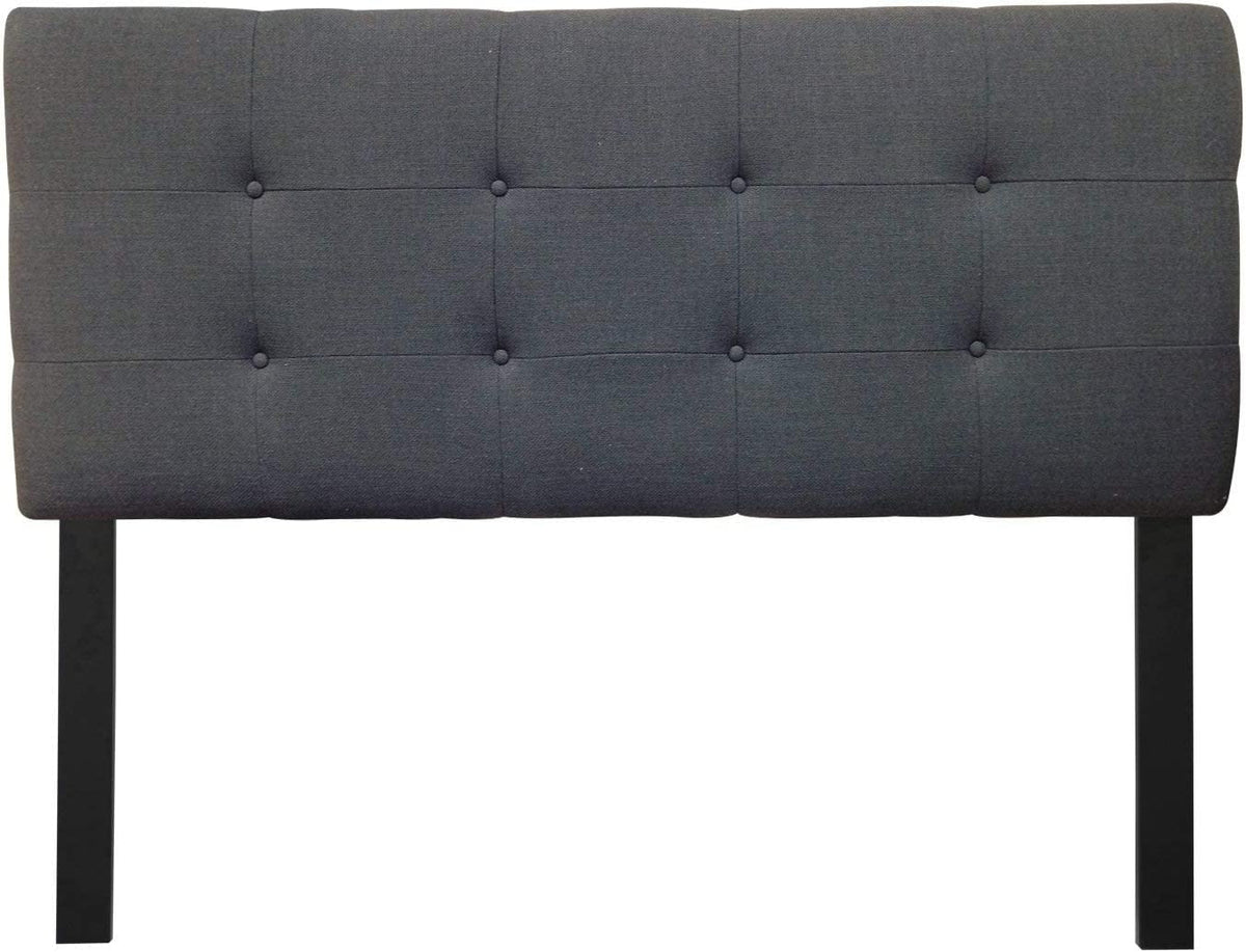 Adjustable Fabric Upholstered Foam Padded Button Tufted Full Headboard Charcoal Grey O2035