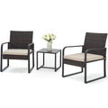 3 Piece Wicker Patio Bistro Set with Glass Coffee Table P489