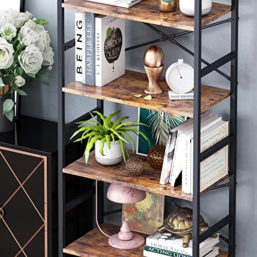 6-Tier Adjustable Wood and Metal Bookcase C654042
