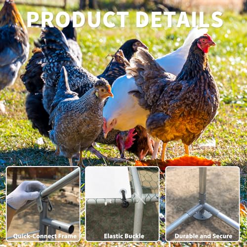 Large Metal Walk-in Chicken Coop with Anti-UV Cover W933