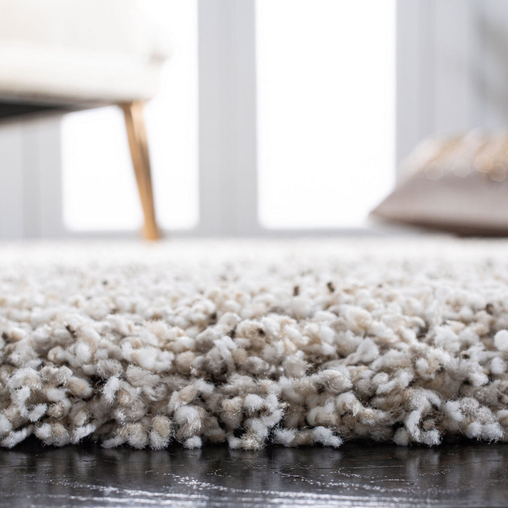 Ivory Grey Striped Shag Area Rug 10' x 14' T356969