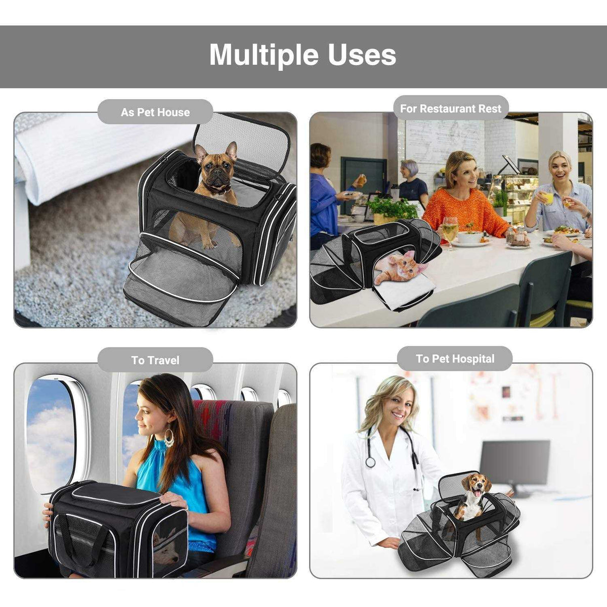 Soft Sided Pet Carrier 4 Expandable Collapsible Q66803