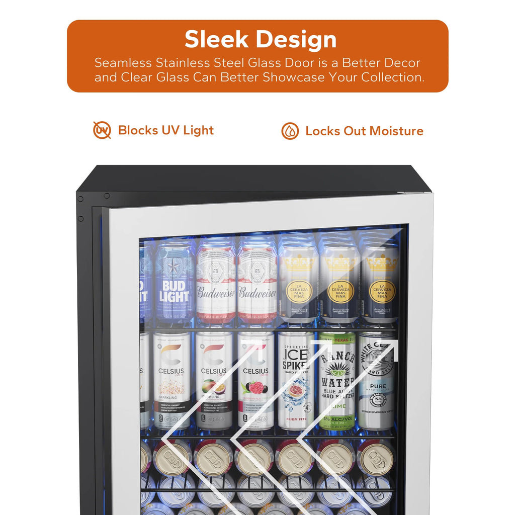 180 Can Freestanding Beverage Refrigerator with Glass Door Q3172