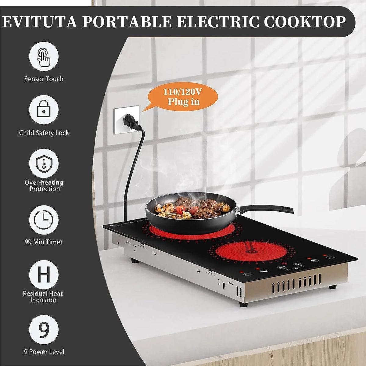 2 Burner Electric Cooktop O6413