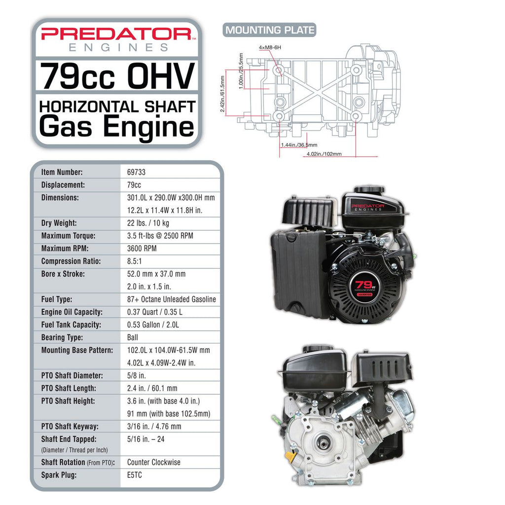 79cc OHV Horizontal-Shaft Gas Engine P663