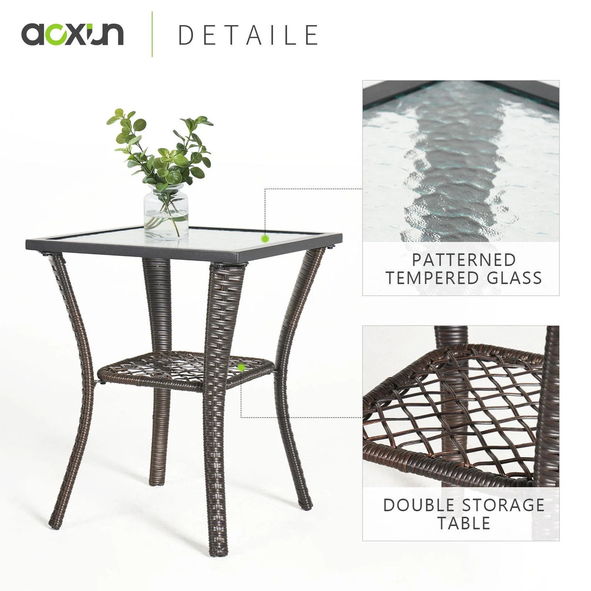 3 Piece Swivel Rocking Wicker Patio Chairs Set with Beige Cushions Z723